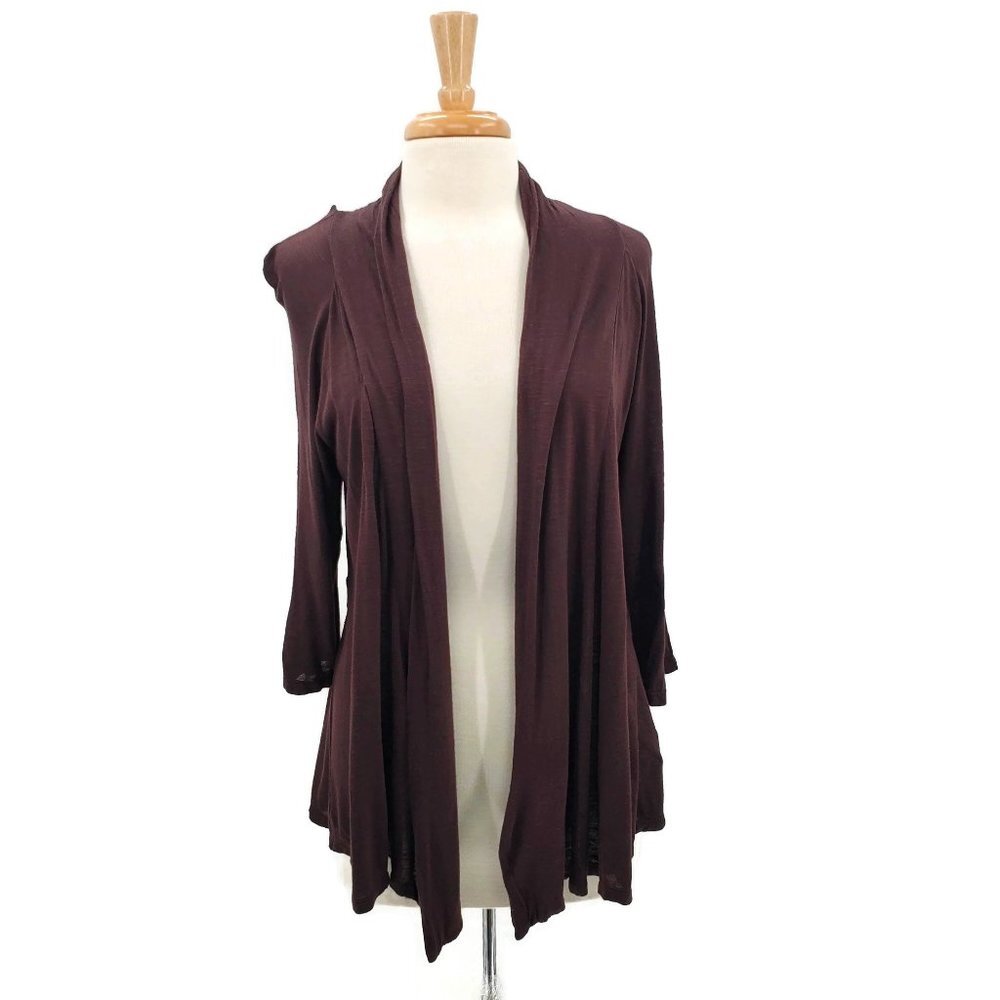 AB Studio Womens Brown Open Front‎ Cardigan Large